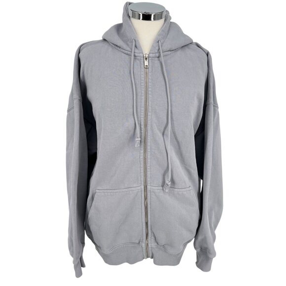 Brandy Melville Christy Oversized Zip-Up Hoodie Sun Washed Gray One Size - Picture 1 of 11